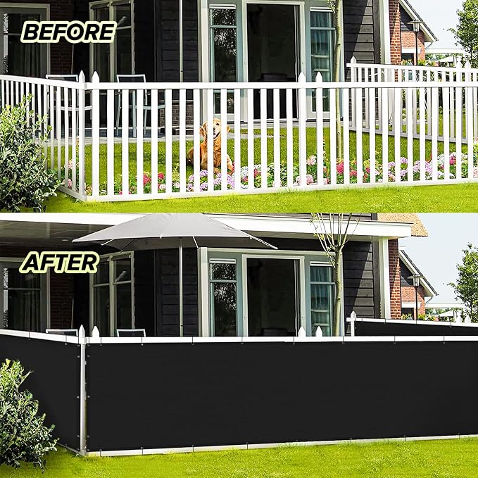 LOVE STORY 3'x6' Black Balcony Screen Privacy Fence Cover UV Protection - Image 3