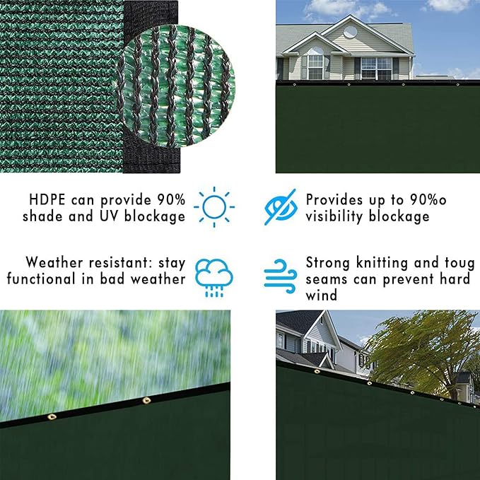 UPGRADE Privacy Fence Screen 6'x6' Dark Green Outdoor 90% Visibility Blockage - Image 6
