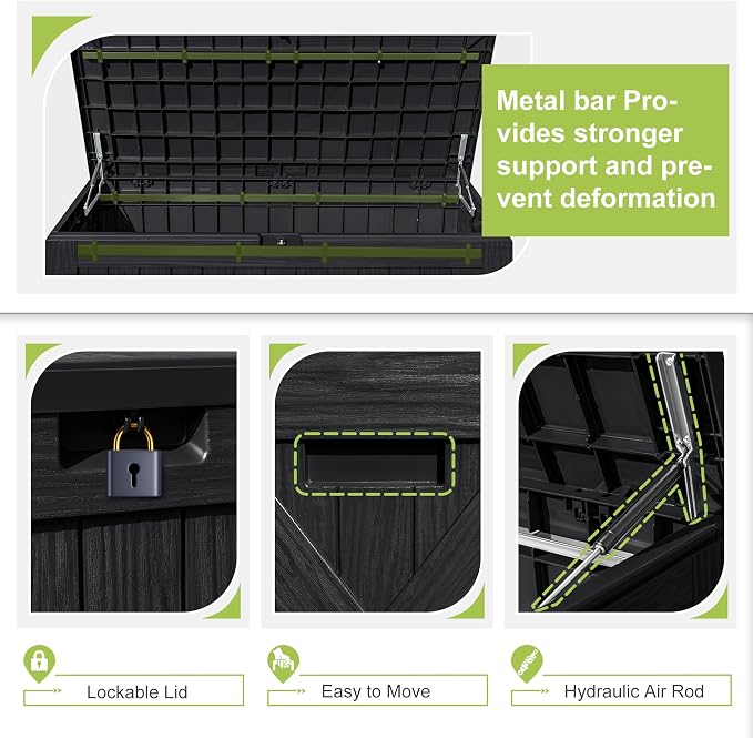 Greesum 120 Gallon Deck Box, Resin Outdoor Storage Container - Image 5