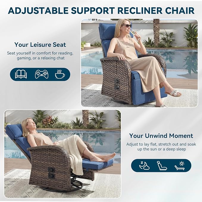 Zero Gravity Patio Swivel Rocking Recliner Chair - Image 5