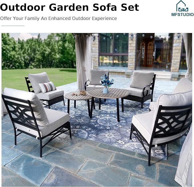 MFSTUDIO Patio Furniture Set, 8 Seats Half-Moon Curved Outdoor Sectional Sofa - Image 8