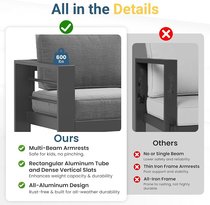 Wisteria Lane Aluminum Patio Furniture Set, Patio Conversation Set - Image 7