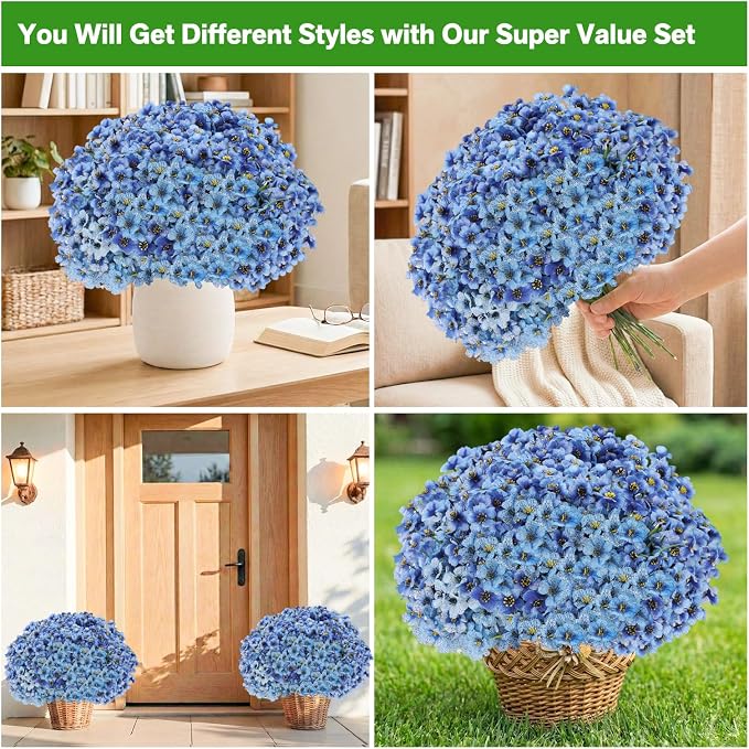 60 Pack Artificial Flowers for Outdoor Indoor Fake Plants, Faux Silk Flowers - Image 3