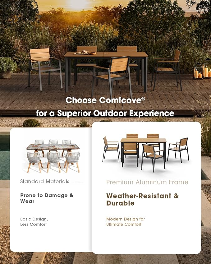 Outdoor Dining Set for 6, Aluminum Patio 7 Piece HDPS Luxury Outdoor Table and - Image 5