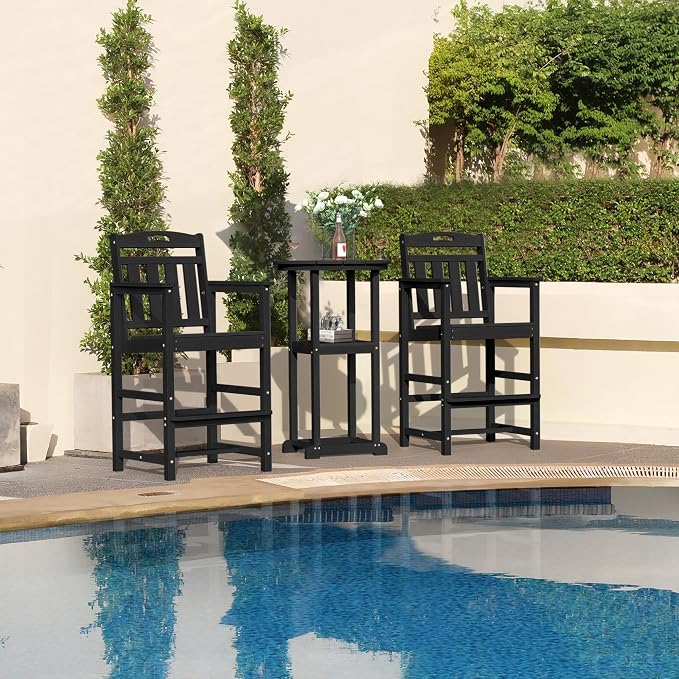 Outdoor Patio Tall Adirondack Bar Chairs Set of 2, All-Weather HDPE Bar Height - Image 6