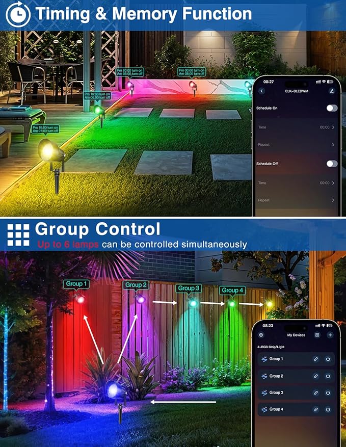 Spot Lights Outdoor, Smart RGBW LED Color Changing Landscape Lights - Image 7