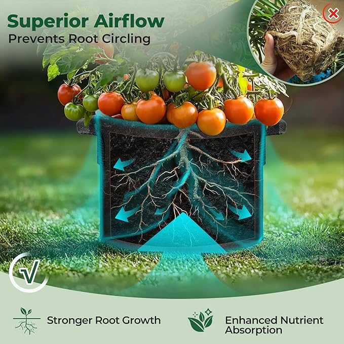 T4U 20 Gallon Grow Bags, Upgrade Fabric Grow Bags - Image 5