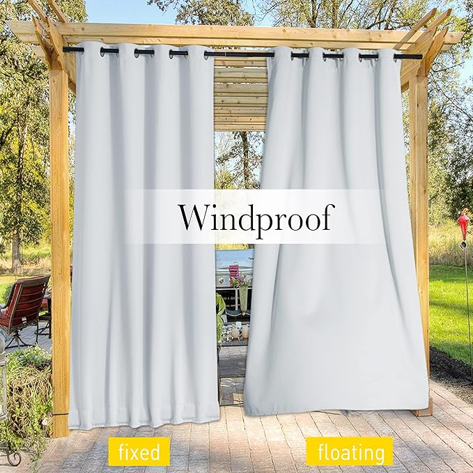 NICETOWN 2 Panels Outdoor Curtains Waterproof 90 inch Long - Image 6