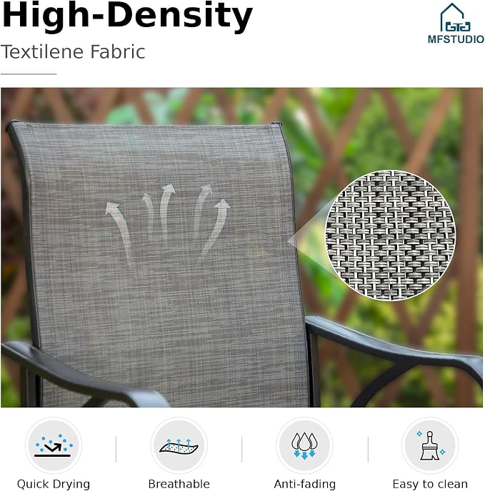 MFSTUDIO Outdoor Bar Stools Set of 4, Swivel Bar Height Patio Chairs Outdoor - Image 2