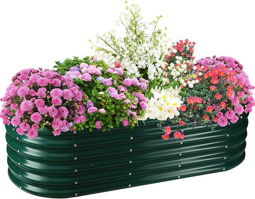 17" Tall Elevated Oval Metal Raised Garden Bed - 5ft x 2ft in Size and 0.8MM by TBMLC