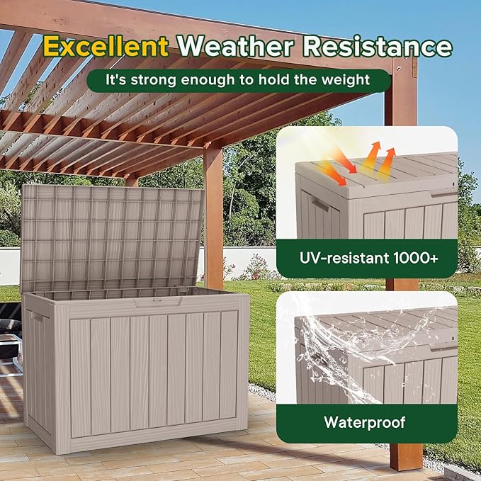 TARKARI 45 Gallon Lockable Resin Deck Box, Waterproof & UV-Resistant Outdoor - Image 3