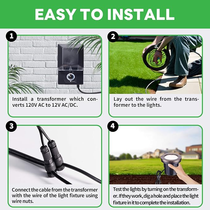 Landscape Well Light Kit, 8 Pack LED Low Voltage In Ground Lights and 100W - Image 8