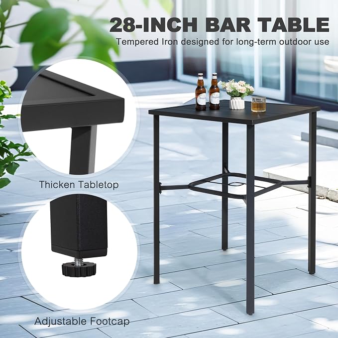 NUU GARDEN 3 Piece Outdoor Bar Set, Bar Height Patio Bistro Set, Textilene - Image 4