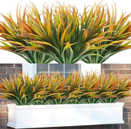 16Pcs Artificial Grass Fake Plants 17.3in Outdoor Plastic Plants UV Resistant by Phliofd