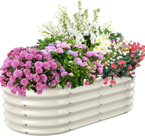 17" Tall Elevated Oval Metal Raised Garden Bed - 4ft x 2ft in Size and 0.8MM by TBMLC