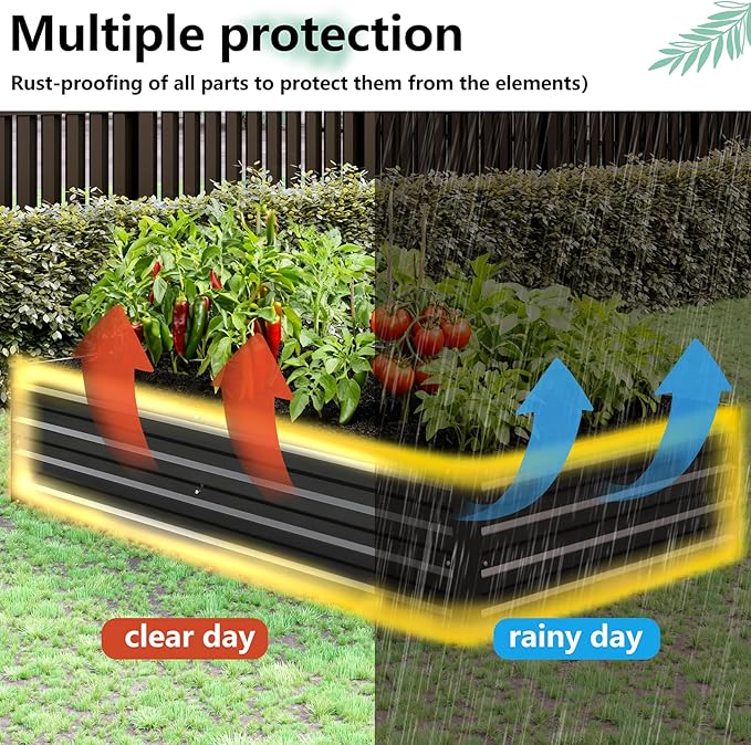 Vengarus 2 Pack 9x3x1FT Galvanized Raised Garden Bed Kit, Outdoor Metal Planter - Image 5