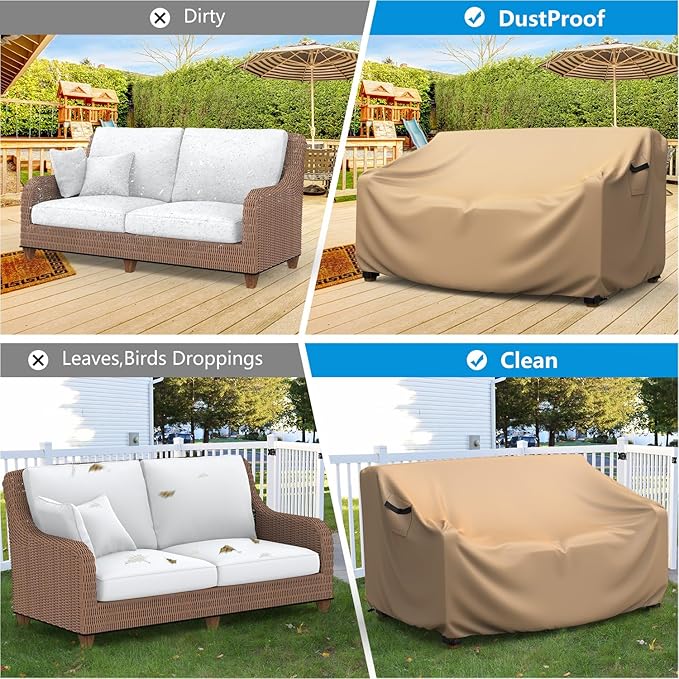 Mrrihand Heavy Duty Patio Sofa Cover, 3-Seater Outdoor Sofa Loveseat Cover - Image 5