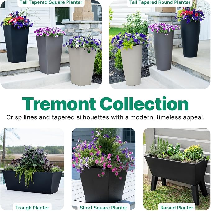 Step2 Tremont Tall Square Tapered Planter, Indoor/Outdoor Plants, Efficient - Image 8