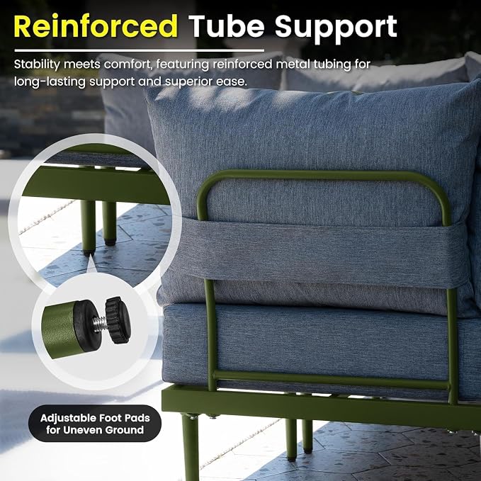 Sundale Outdoor 7 Pieces Metal Patio Furniture Set, Outdoor Sectional Sofa - Image 7