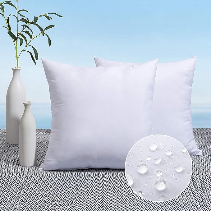 MIULEE Pack of 2 18x18 Outdoor Pillow Inserts, Outdoor Throw Pillows by MIULEE
