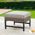 Outdoor Cushioned Ottoman Wicker Patio Furniture Ottoman by TOPHOMESPACE