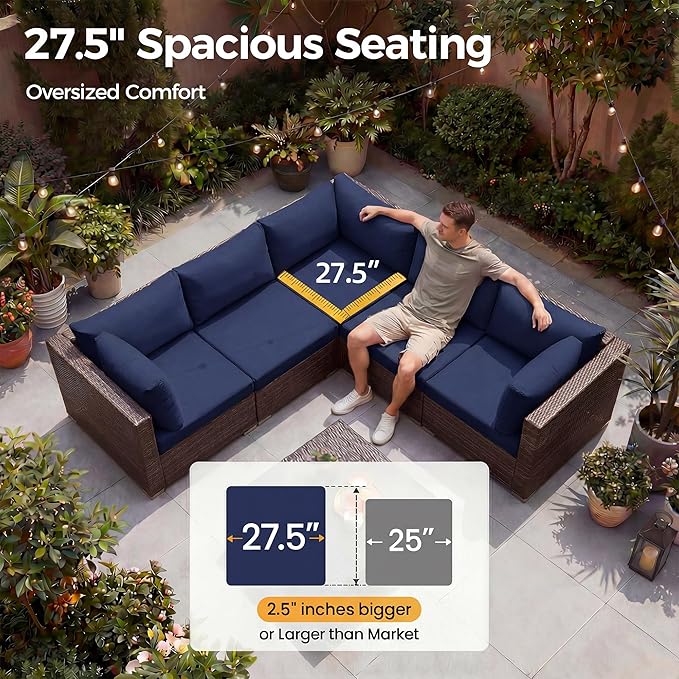 NICESOUL Large Size 9 Pcs Outdoor Patio Sectional Sofa Set - Image 6