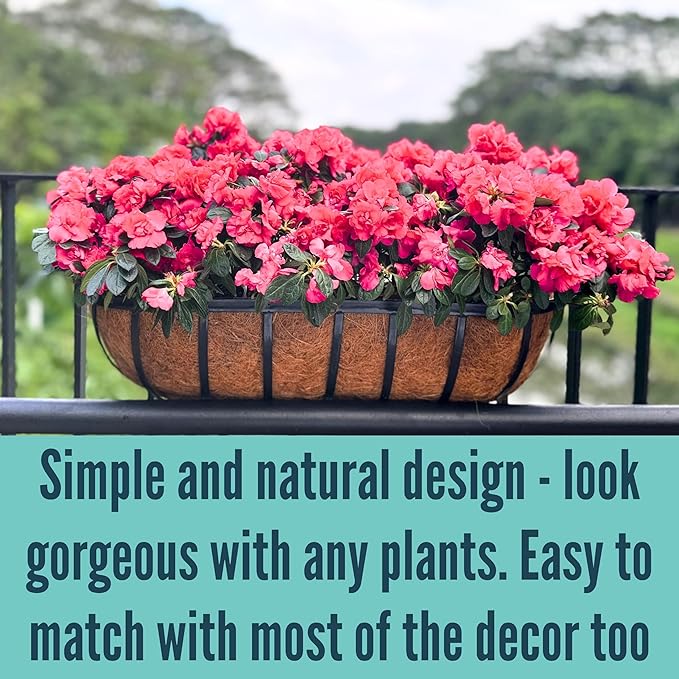 LaLaGreen Railing Planters Box Black Metal Large Rectangular Window Flower Box - Image 5