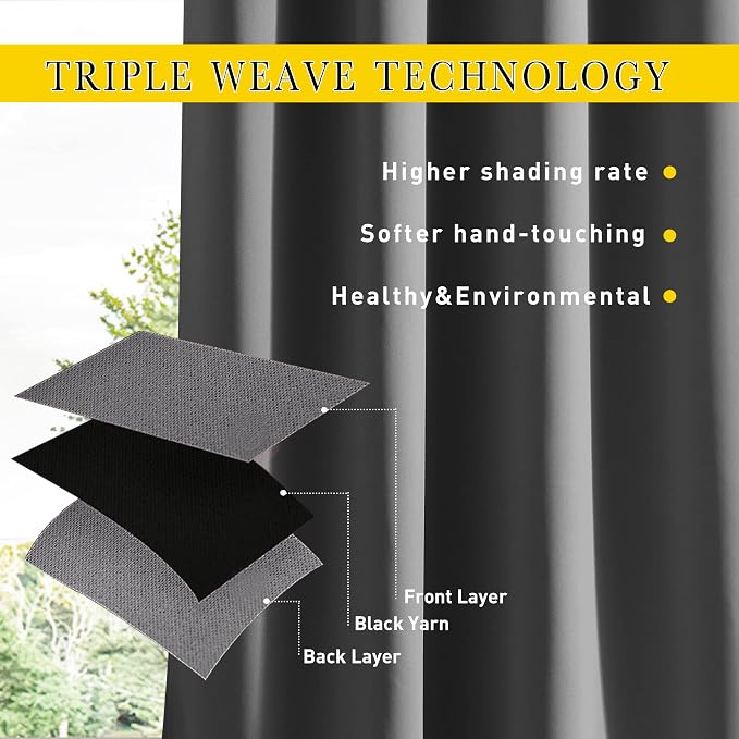NICETOWN 2 Panels Outdoor Curtains Waterproof Pocket & Back Tab on Top & Bottom - Image 6