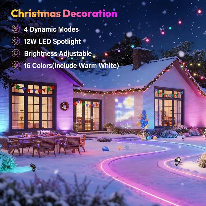 Christmas Spot Lights Outdoor Color Changing Landscape Spotlights, 12W RGBW LED - Image 3