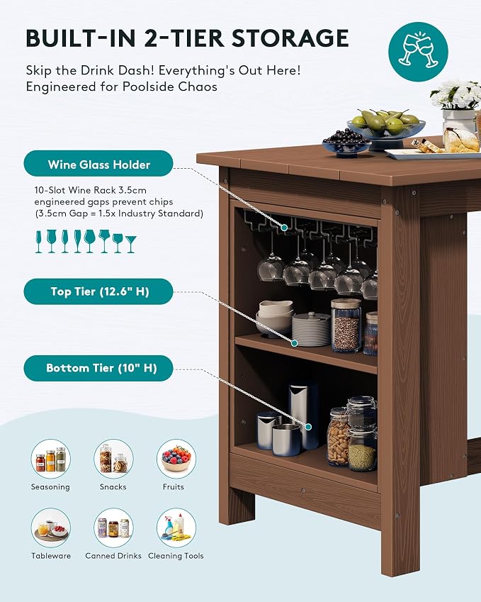 SERWALL 10-Piece HDPE Counter Height Dining Table Sets - Image 4