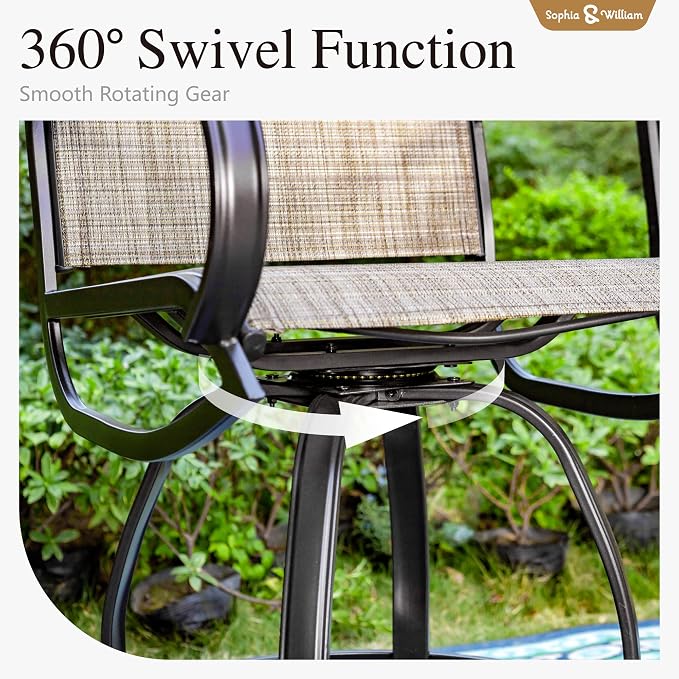 Sophia & William Outdoor Bar Set, Patio Bar Table and Chairs Set, Counter - Image 3