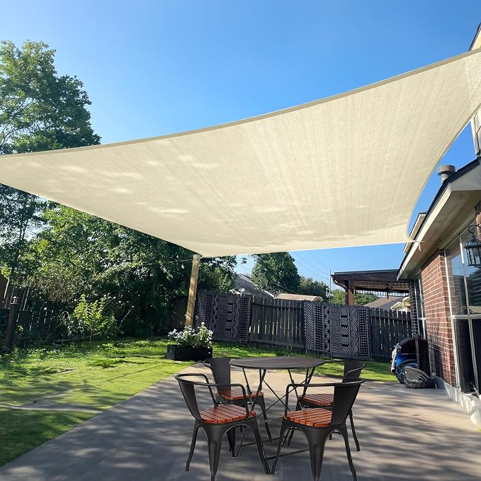 SUNLAX Sun Shade Sail 8' x 10' Butter Cream Rectangle Canopy Sail Shade Cover by SUNLAX