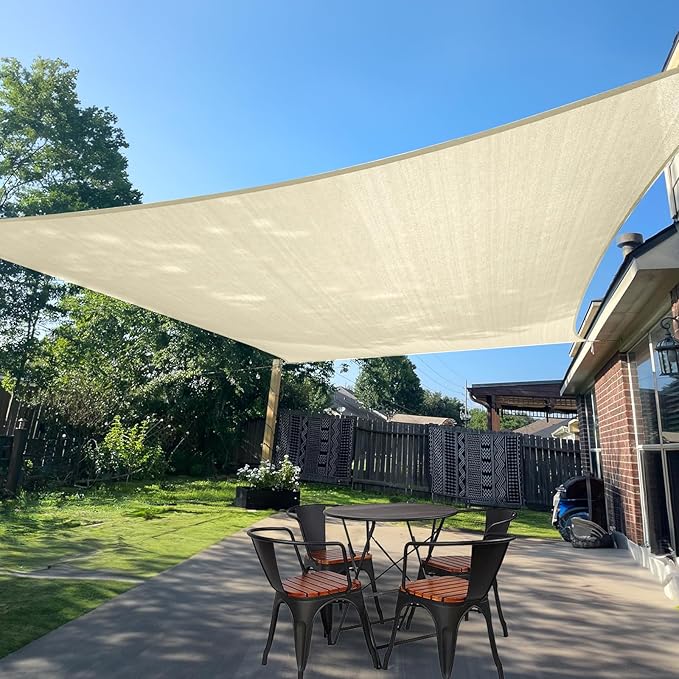 SUNLAX Sun Shade Sail 8' x 18' Butter Cream Rectangle Canopy Sail Shade Cover by SUNLAX