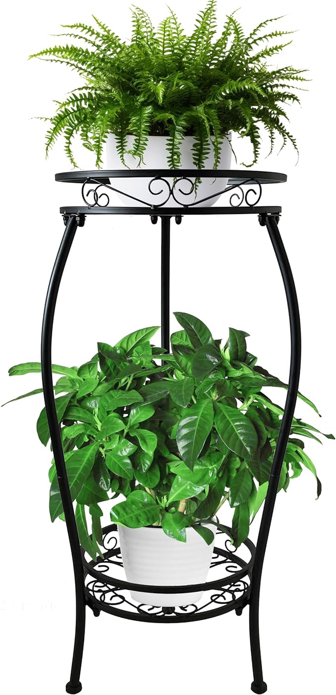 CASIMR 2 Tier Plant Stand Indoor Outdoor, 26.6" Tall Metal Potted Holder Rack by CASIMR