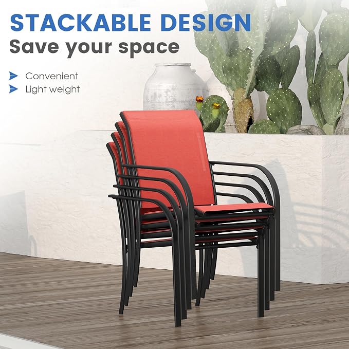 VICLLAX Patio Dining Set for 6, Outdoor Furniture Set Includes 63" Rectangle - Image 5