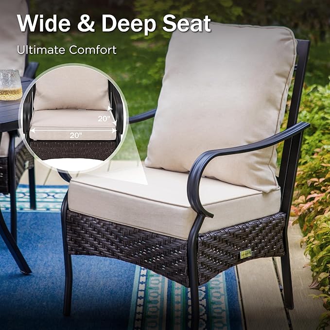 PHI VILLA 5-Piece Outdoor Dining Set, Heavy Duty Patio Table and Chairs Set - Image 4