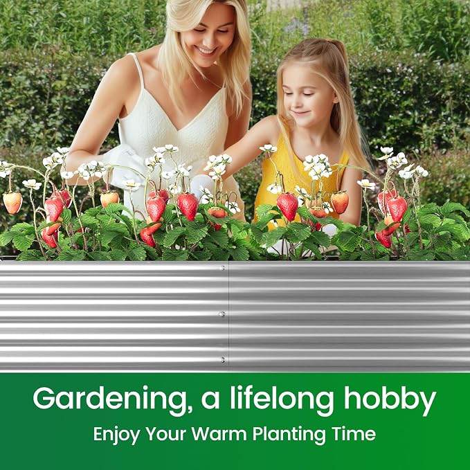 FRIZIONE 2pcs Tall 8x3ft Galvanized Raised Garden Bed Outdoor, Above Ground - Image 7