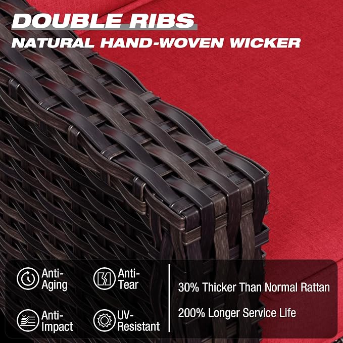 Joyside Wicker Patio Chairs Set of 2, Outdoor Rattan Furniture - Image 4