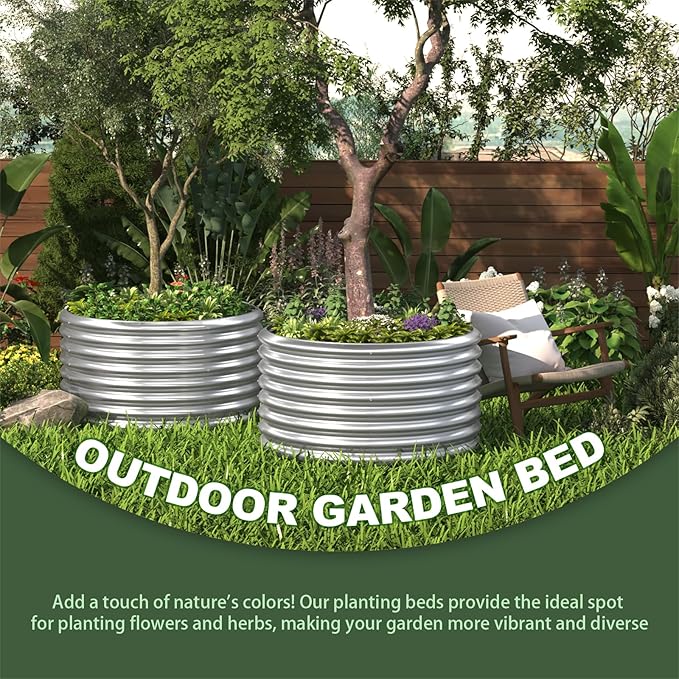 4 Pack Tall 2x2x1.5ft Round Galvanized Raised Garden Bed Outdoor, Metal Garden - Image 6