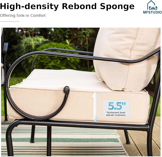 MFSTUDIO 7 Seats Metal Patio Furniture Sets, 6 Pieces Outdoor Sectional Sofa - Image 3