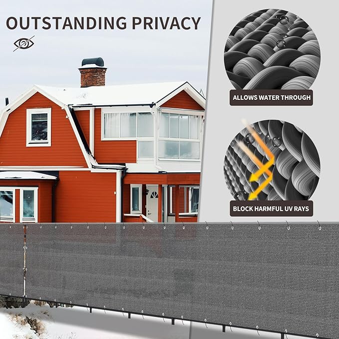 LOVE STORY Custom Size 2'6''x22' Dark Grey Balcony Privacy Screen, UV Block - Image 4