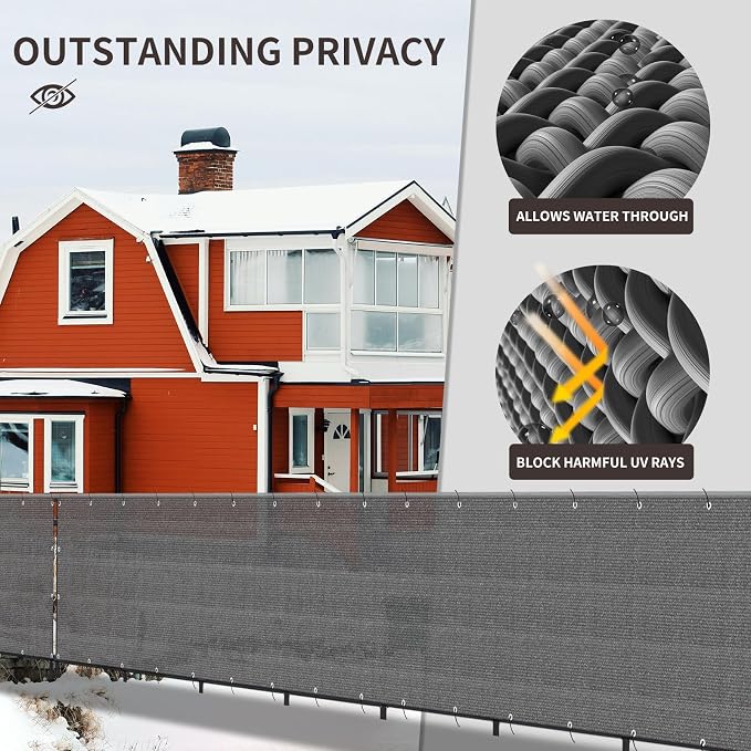 LOVE STORY Custom Size 2'6''x33' Dark Grey Balcony Privacy Screen, UV Block - Image 4