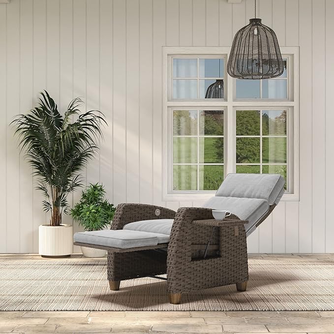 Grand patio Indoor & Outdoor Recliner Chair PE Wicker Patio Recliner - Image 5