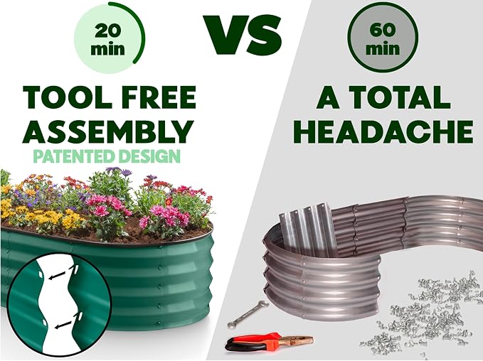 Plant & Plot Galvanized Raised Garden Beds Outdoor // 4×2×1 ft Planter Raised - Image 2