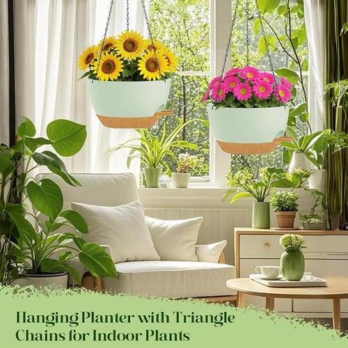 2 Pack 10 Inch Self Watering Hanging Planters - Image 2
