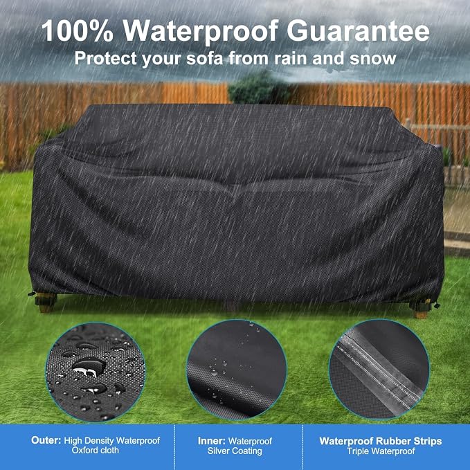 Mrrihand Heavy Duty Patio Sofa Cover Waterproof, Mrrihand 3-Seater Outdoor Sofa - Image 4
