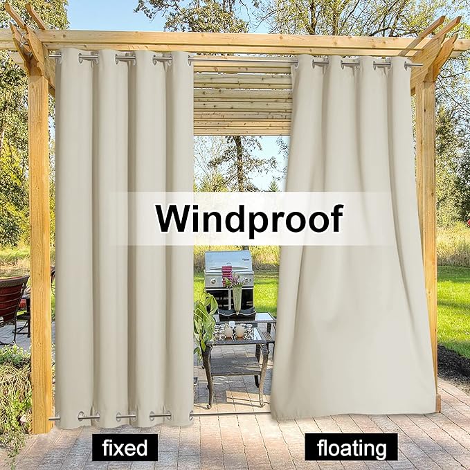 NICETOWN Outdoor Curtains for Patio Waterproof & Windproof 2 Panels, Thermal - Image 5
