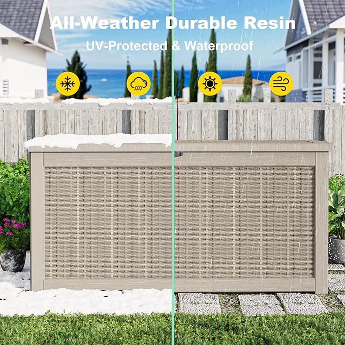 ROJIK Outdoor Storage Housing Deck Box, Waterproof Patio Furniture, Garden Tools - Image 6