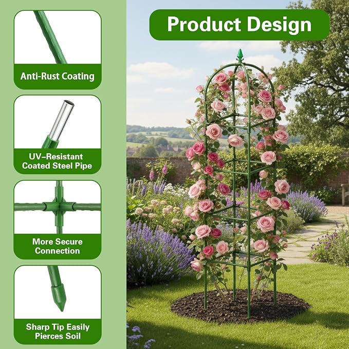 2 Pack Garden Obelisk Trellis for Climbing Plants, Tower Potted Cages Plant - Image 3