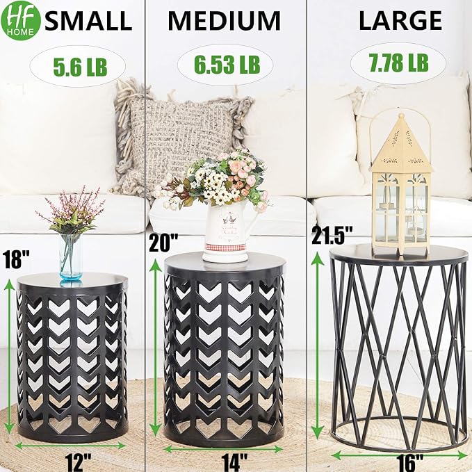 HFHOME Multifunctional Nesting Round Metal Coffee End Tables - Image 3